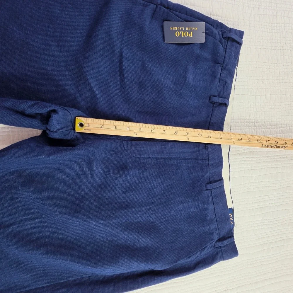 Polo Ralph Lauren Mens NWT Navy Blue Linen Cotton Straight Fit Pants 42/30 Chino